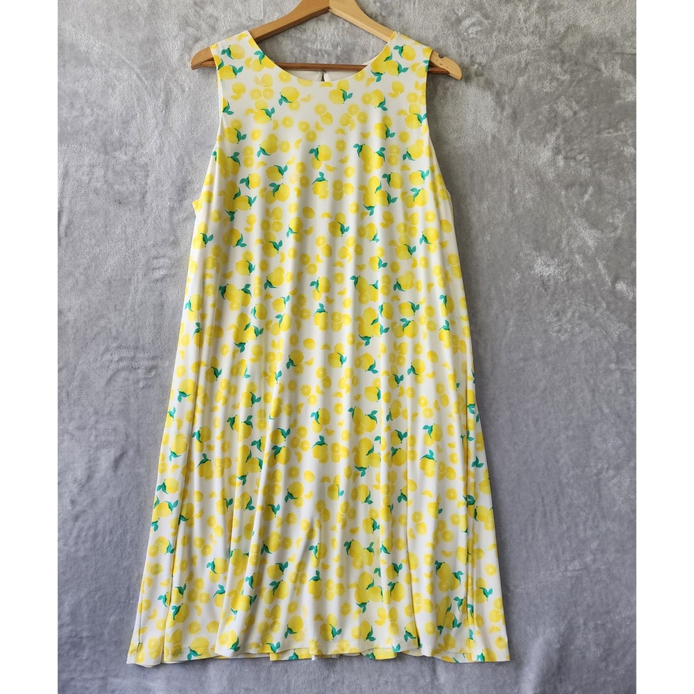 Pappagallo Dress Womens Size XL Lemon Print Sweet Yellow Lemon Fruit Print Tank